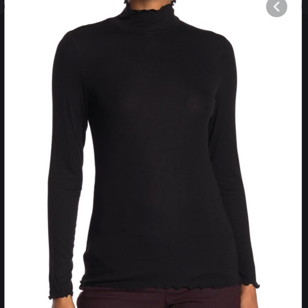 Avec Les Filles Black Ribbed Turtleneck